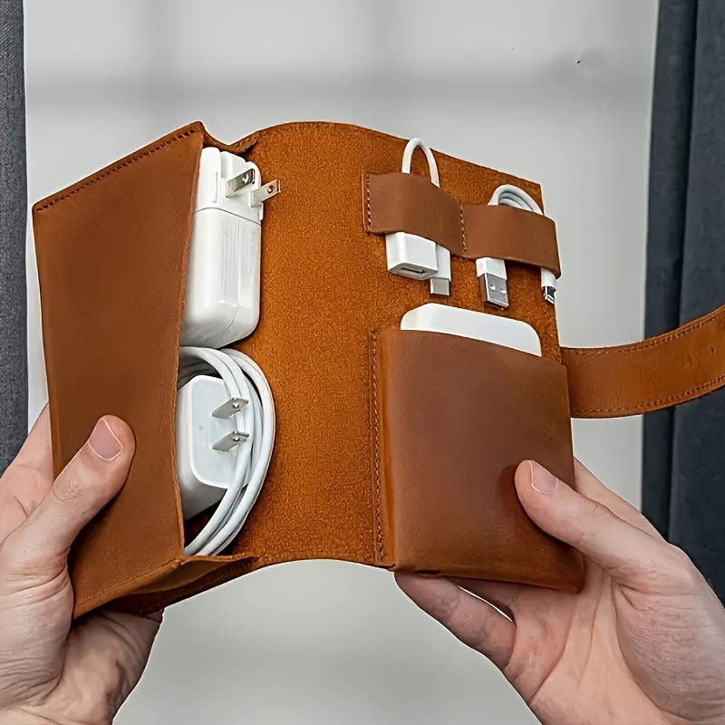 1pc Leather Tech Organizer Pou - огляд і ціна Tech Accessories Travel Organizer Pouch